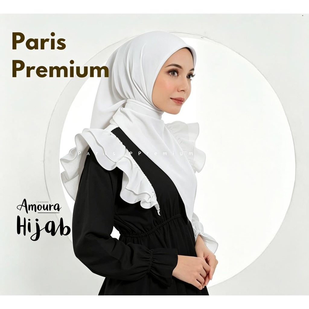 AMOURA HIJAB|| hijab cotton Paris segiempat premium PUTIH