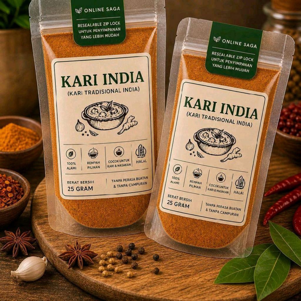 KARI INDIAN  BUBUK ~ Indian Kari Asli Murni Organic 25grm