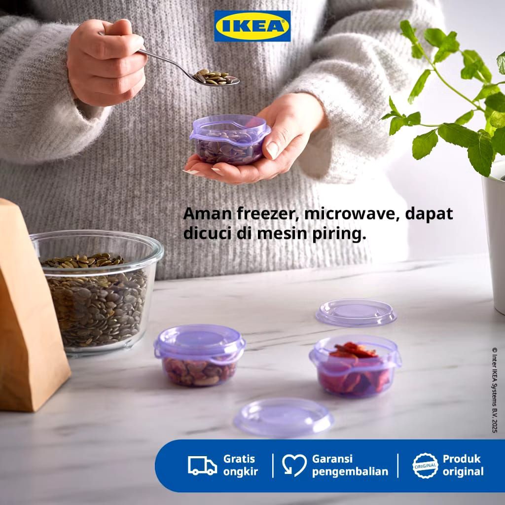 IKEA PRUTA Kotak Makan Dengan Penutup Ungu 70ml isi 3pcs