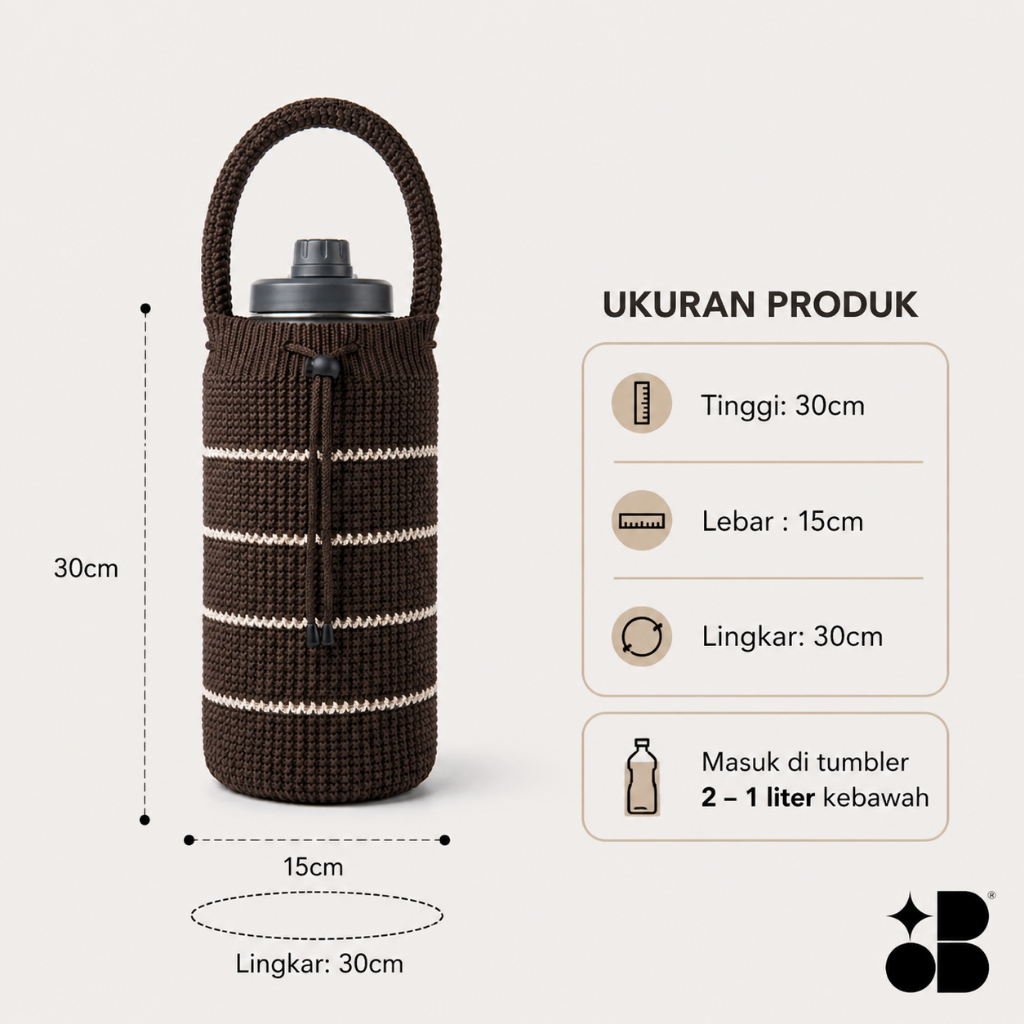 Tas Rajut Botol Minum 2 Liter - Coklat