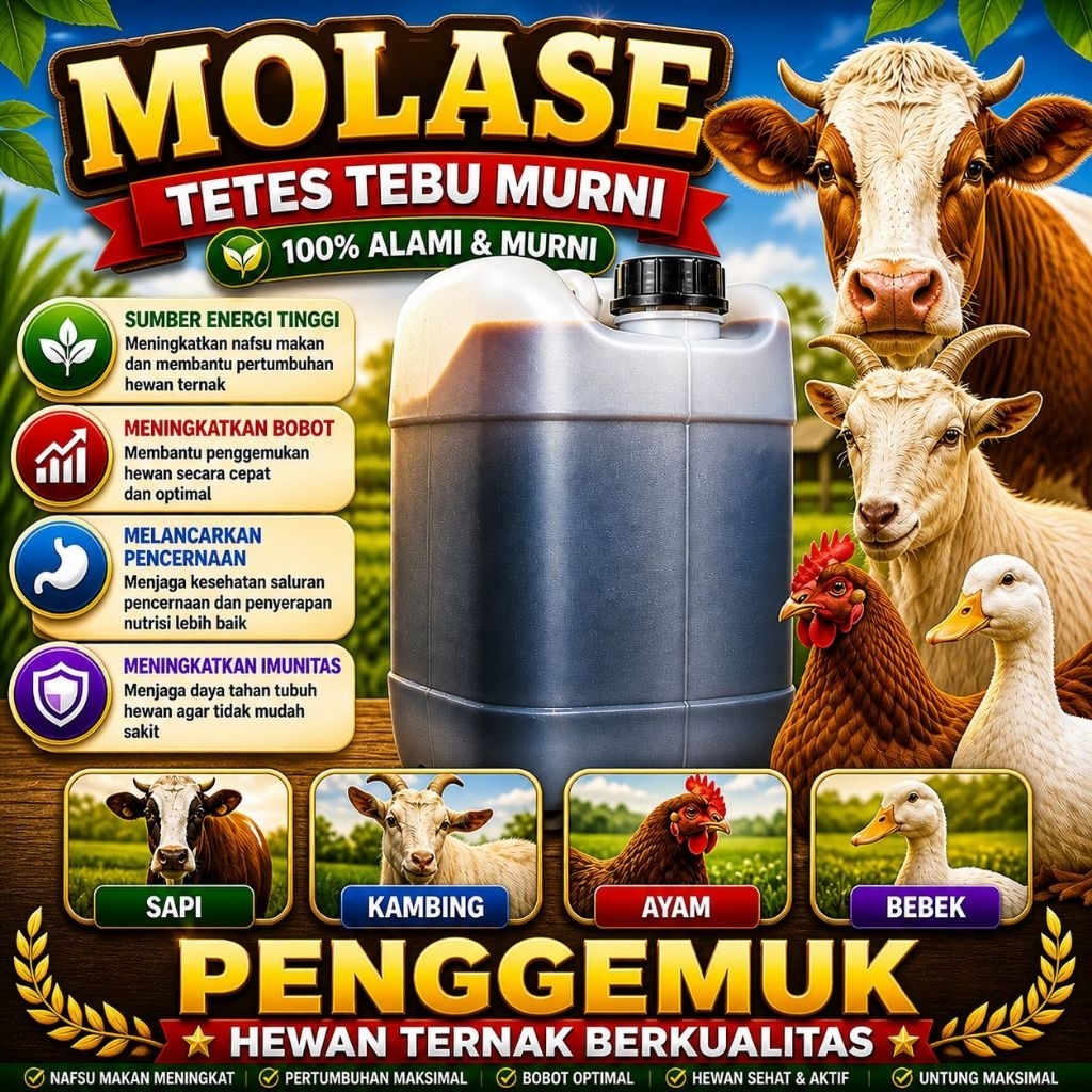 TETES TEBU 20 L - Tetes Tebu ASLI Molase Vitamin Penambah Nafsu Makan Daya Tahan Tubuh Penggemuk Kam