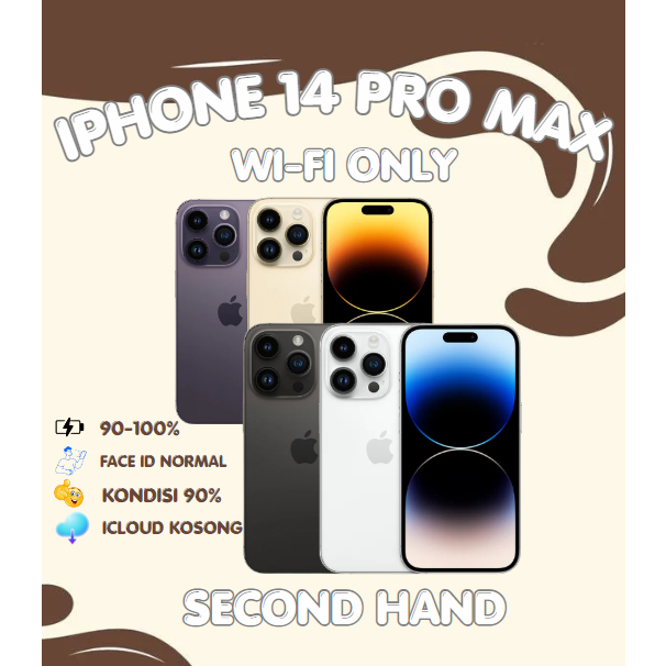 iPhone 14 Pro Max 256GB/128GB Silver Second Original Fullset WIFI ONLY IPHONE 14 pro