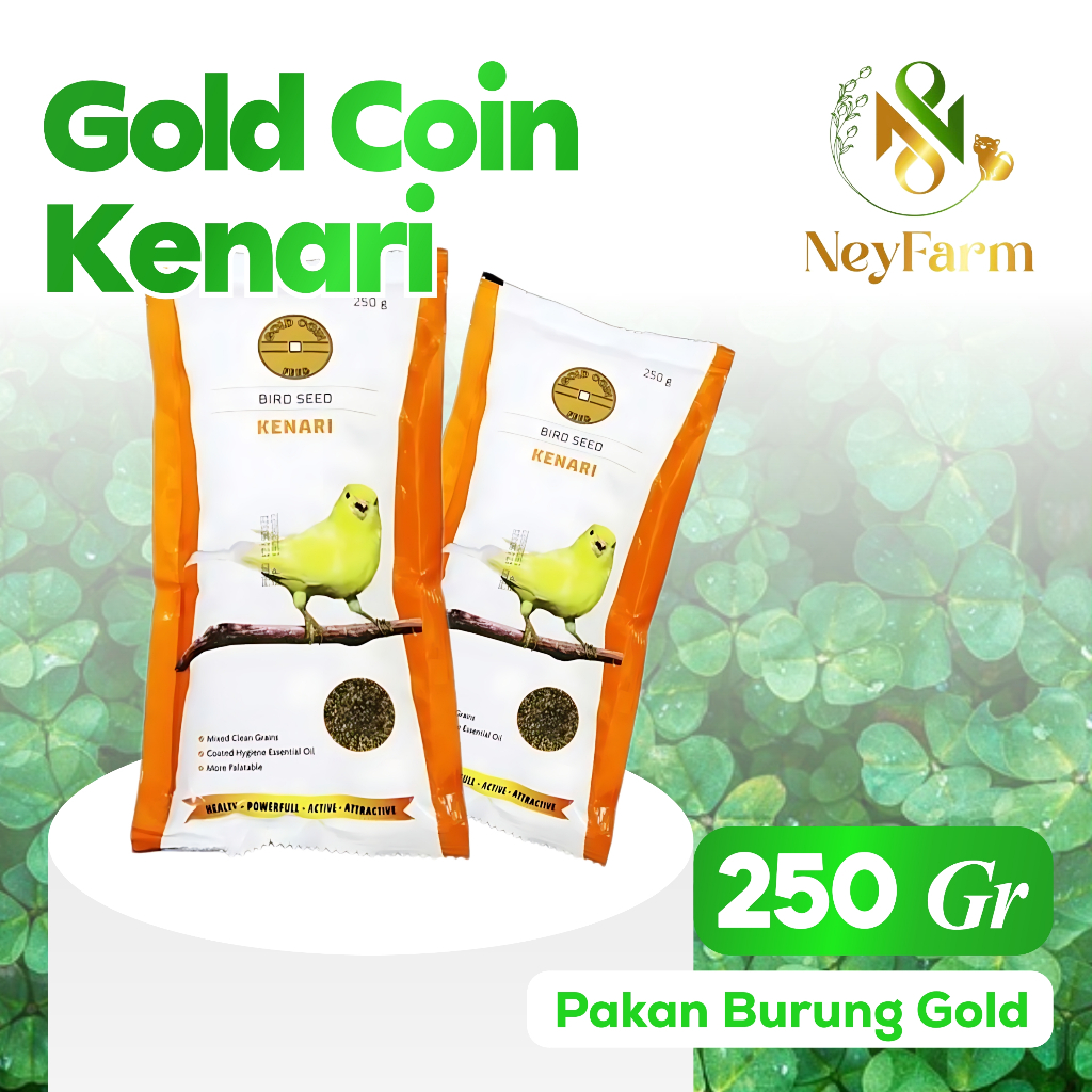 PAKAN BURUNG GOLD COIN  KENARI  250 GRAM PAKAN KENARI GOLD COIN KENARI MILET KENARI PAKAN KENARI GAC