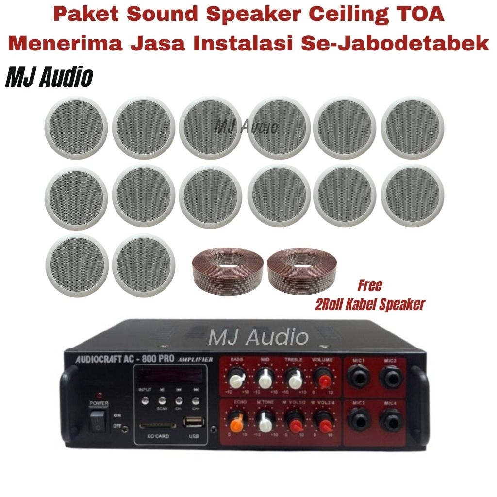 Paket Sound Speaker Ceiling TOA / Speaker Plafon / Ampli AC-800 PRO ( 14 Speaker )
