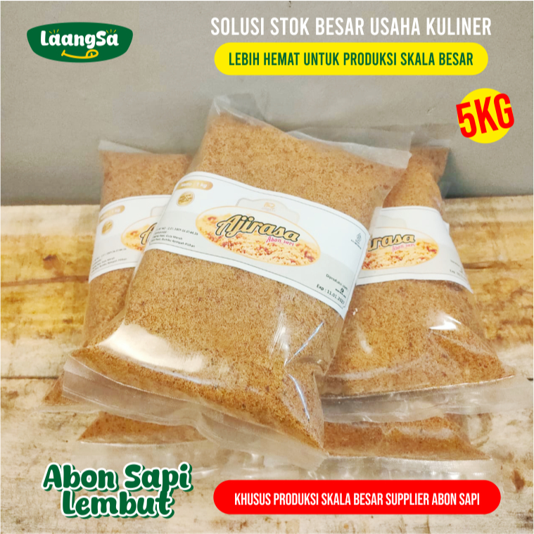 Abon Sapi Lembut 5kg (500gr x10 / 1kg x5) – Gurih Kering Siap Makan untuk Stok & Usaha – Ajirasa