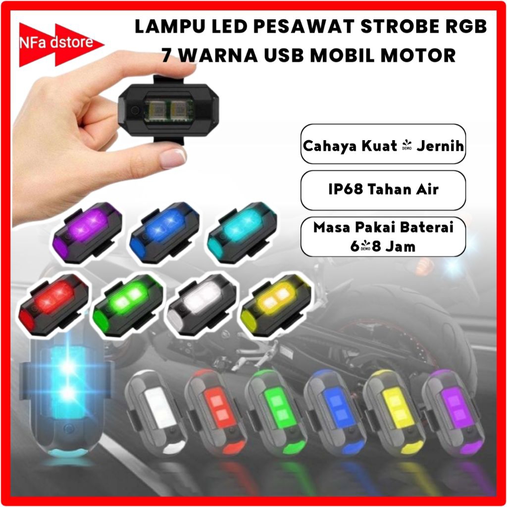 Lampu Strobo LED 7 Warna Universal