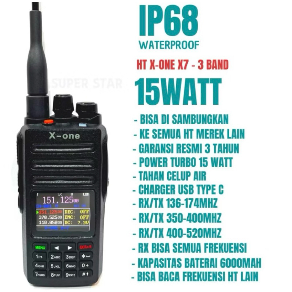HT XONE X7 power 15watt triband
