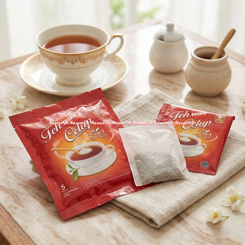 Teh Sosro Celup 2in1 5sachet Teh Plus Gula Dalam Kemasan Teh Manis Sostro Kantong Celup Tea Bag