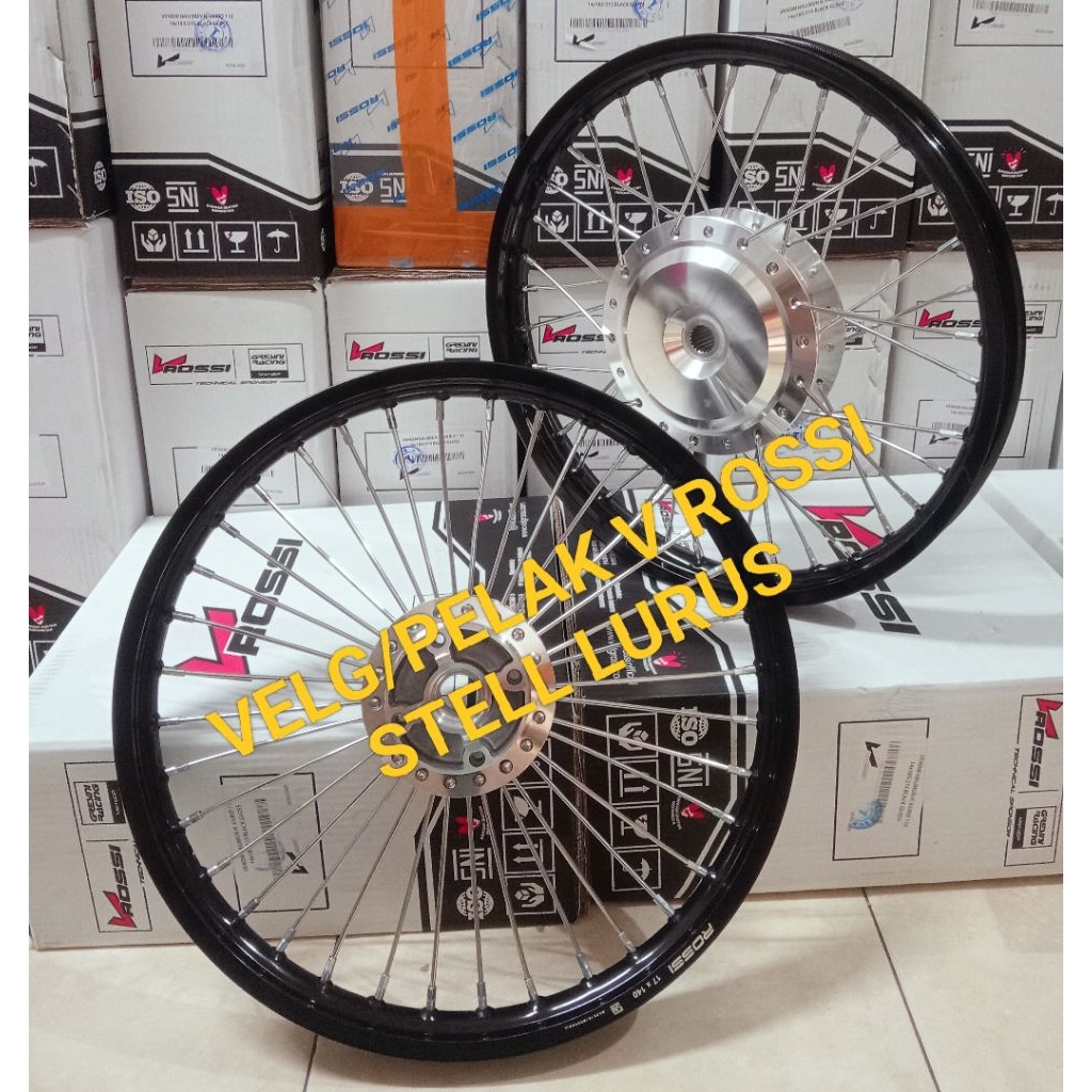 VELG/PELAK SET JARI JARI V ROSSI RING 17 140/140 HITAM PNP BEAT KARBU BEAT FI SCOOPY KARBU SCOOPY FI