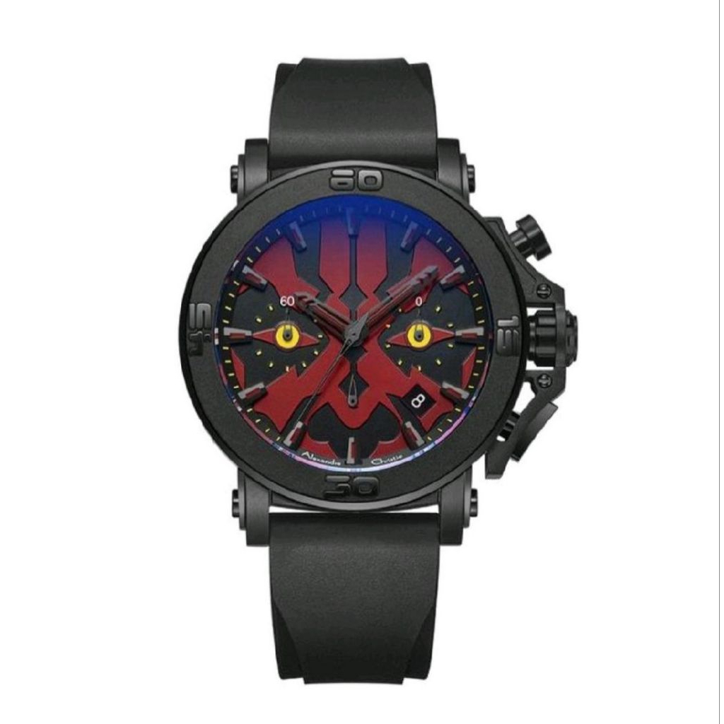 JAM TANGAN PRIA ALEXANDRE CHRISTIE 9205 AC9205 AC 9205 LIMITED EDITION RUBBER WATCHES-BLACK MERAH