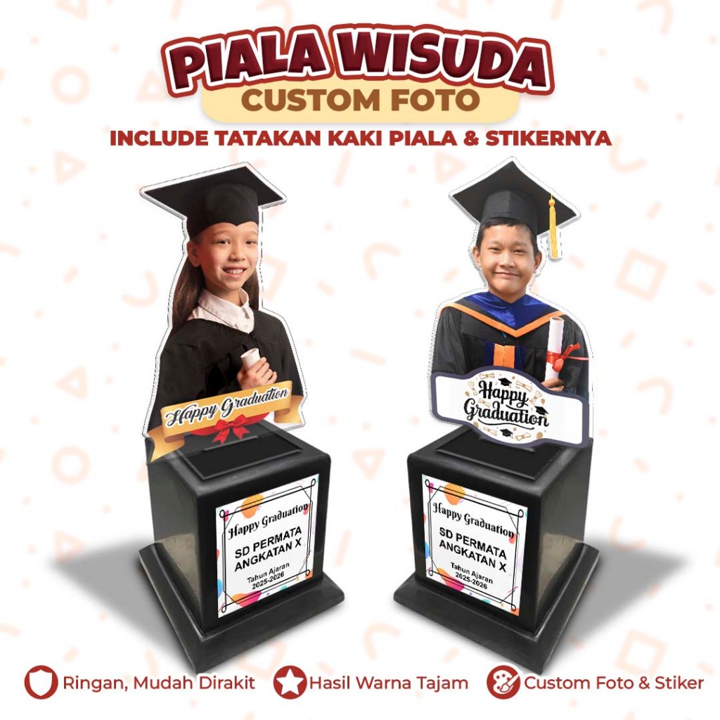 Piala Wisuda Custom Foto Anak - Piala Akrilik Foto Siswa