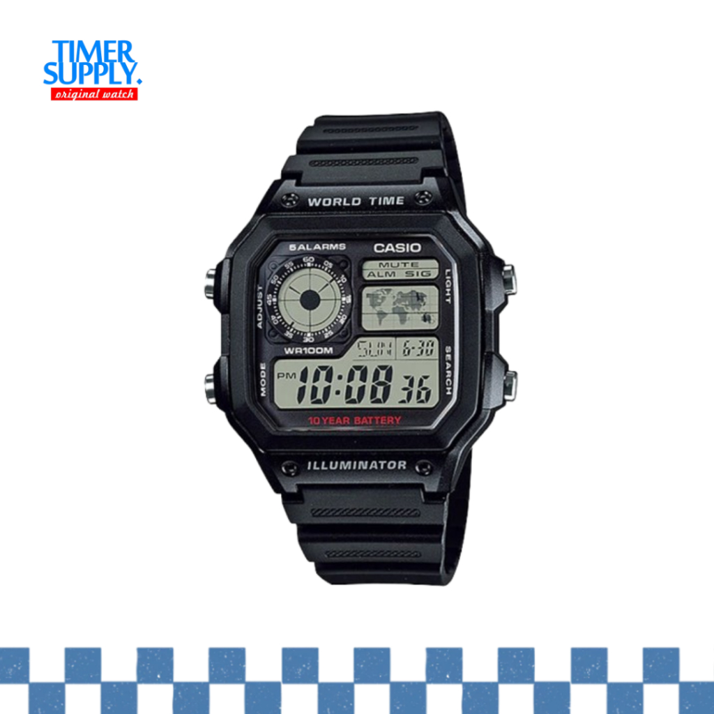 Jam Tangan Pria Digital Casio AE-1200WH-1AVDF