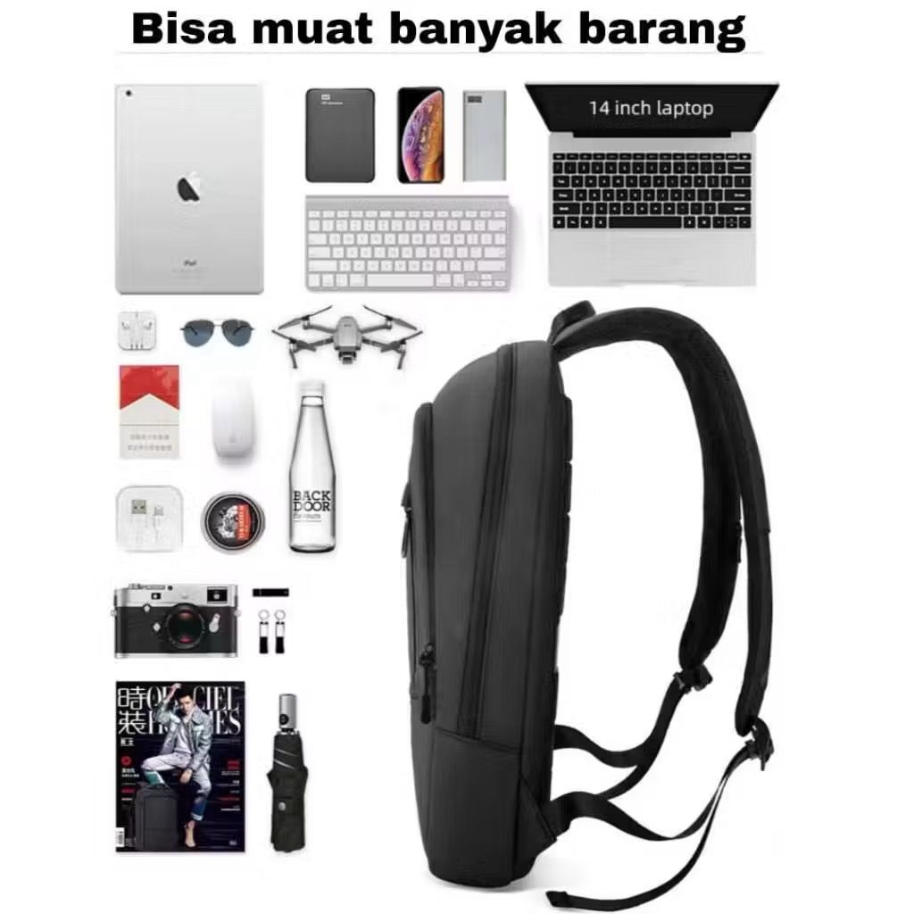 PROMO RIXTON TAS BACKPACK LAPTOP RANSEL PRIA TAS SEKOLAH PUNGGUNG ANTI AIR WATERPROOF TIPIS DAN