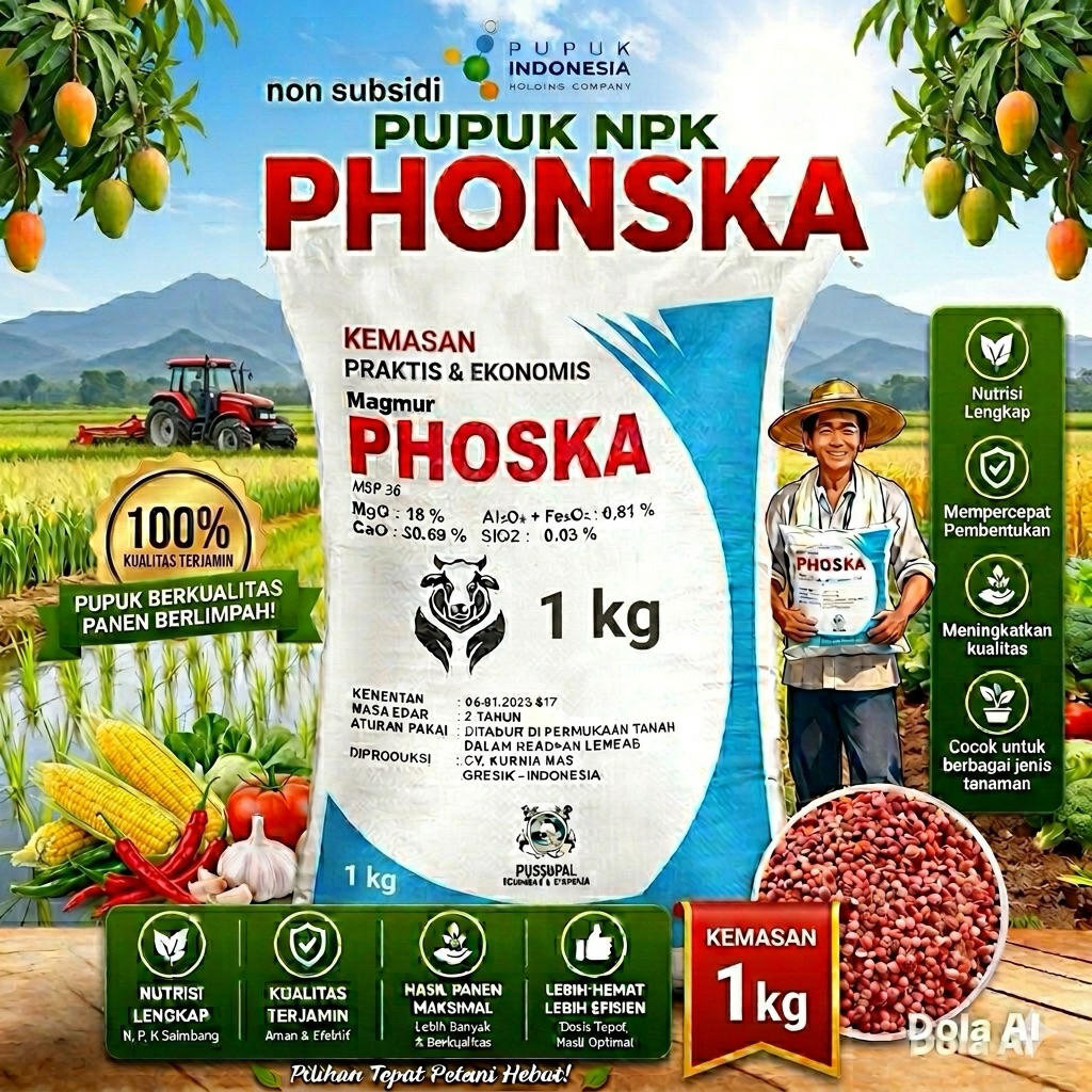 Pupuk PHONSKA Kemasan 1 kg, Pupuk NPK PHONSKA, Pupuk NPK PHOSKA