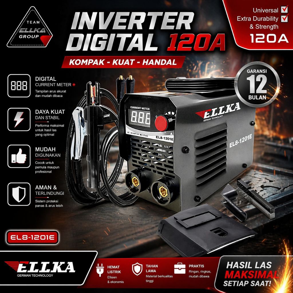 400Watt Redfox Mesin Las Inverter Welding RF120 Black Mesin Las Listrik Hemat Bonus Kacamata Dan Top