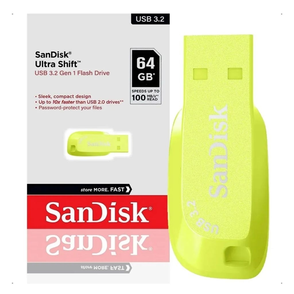 Flashdisk Sandisk Ultra Shift CZ410 64GB Green - USB 3.2 Gen1 Real, Original From Official Store, Ke