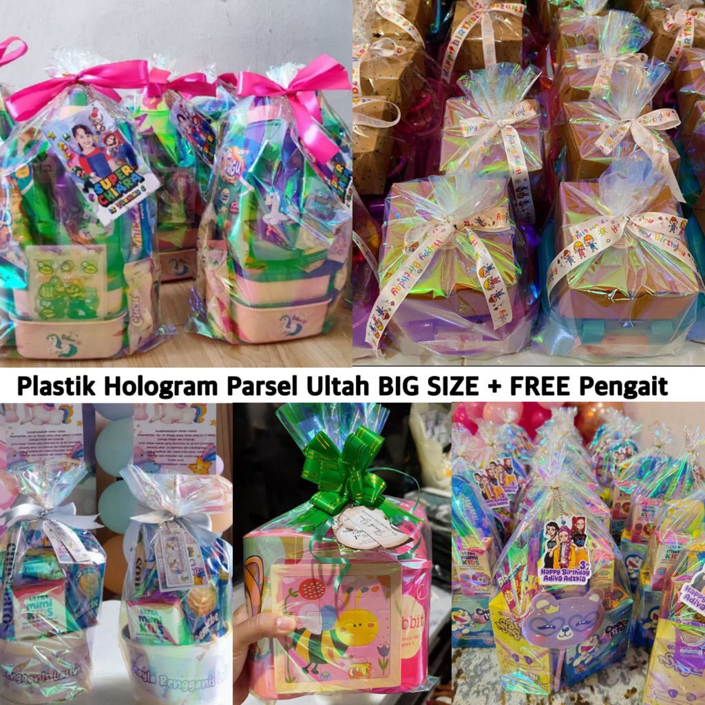 Plastik Hologram Plastik Hampers Parsel Ultah Anak BIG SIZE Plastik Hologram Bungkus Parcel  Ultah S