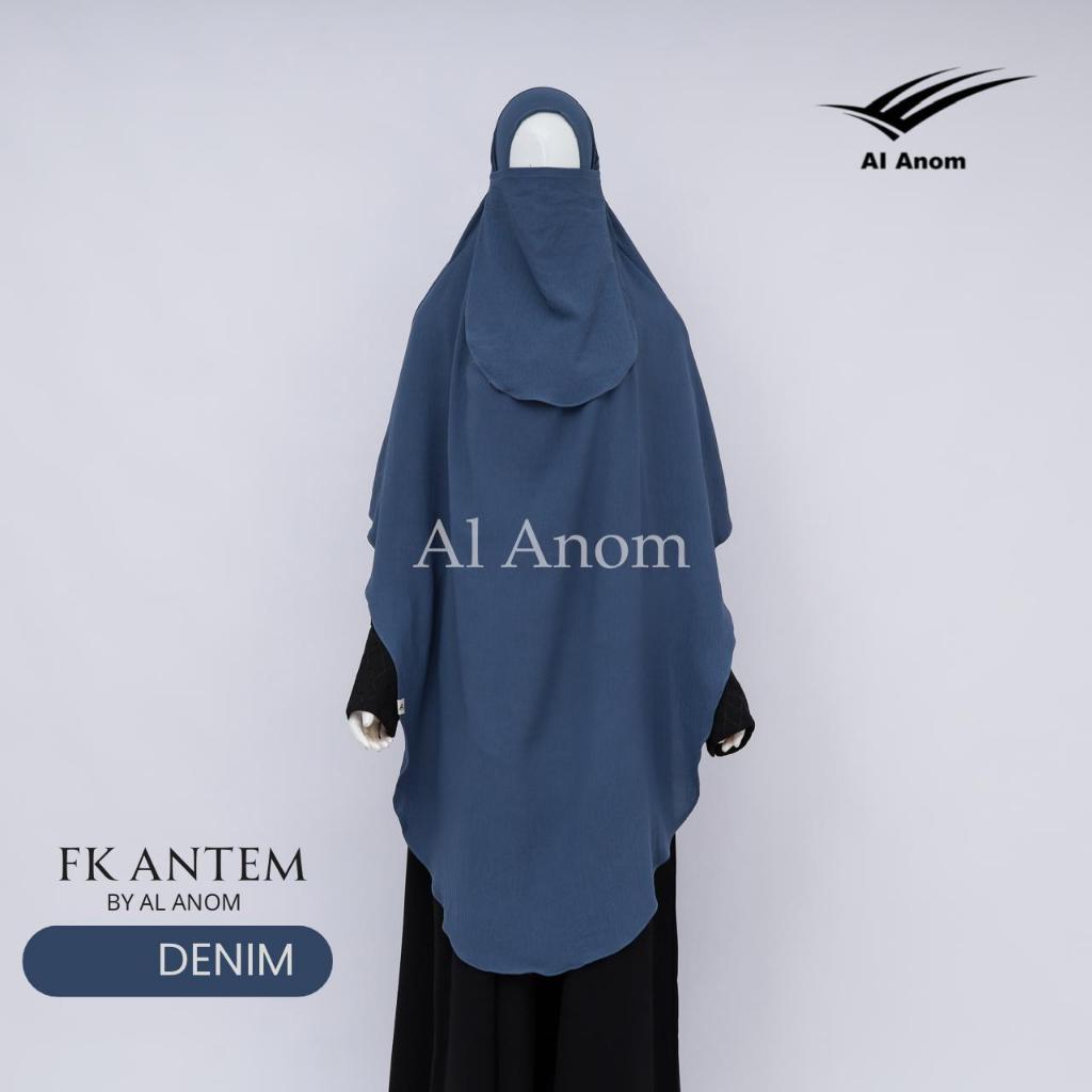 Al Anom FK Flowy Stretch Hijab Khimar Warna Denim