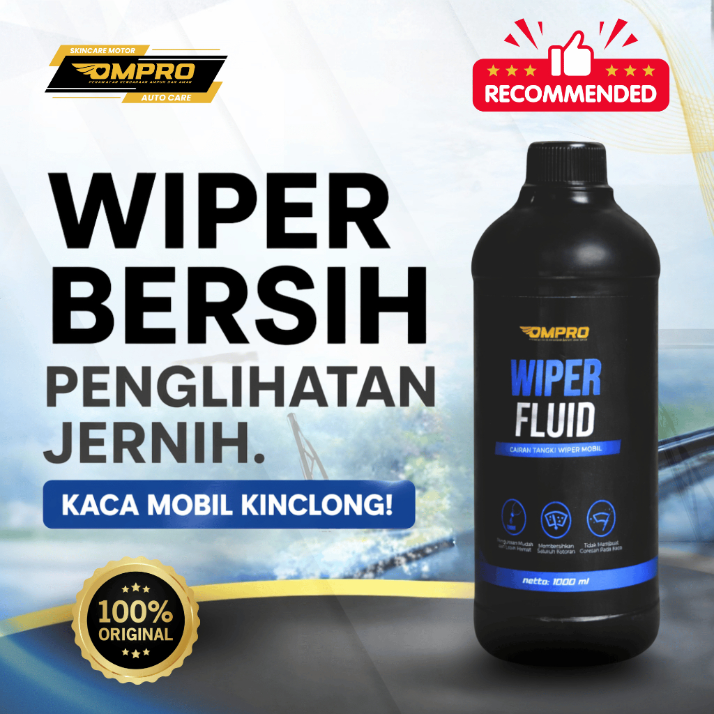 Wiper Mobil Kaca Air Wiper Kaca Mobil Air Wiper Ompro Wiper Fluid 1Lt Wifer Kaca Mobil Cairan Wiper 