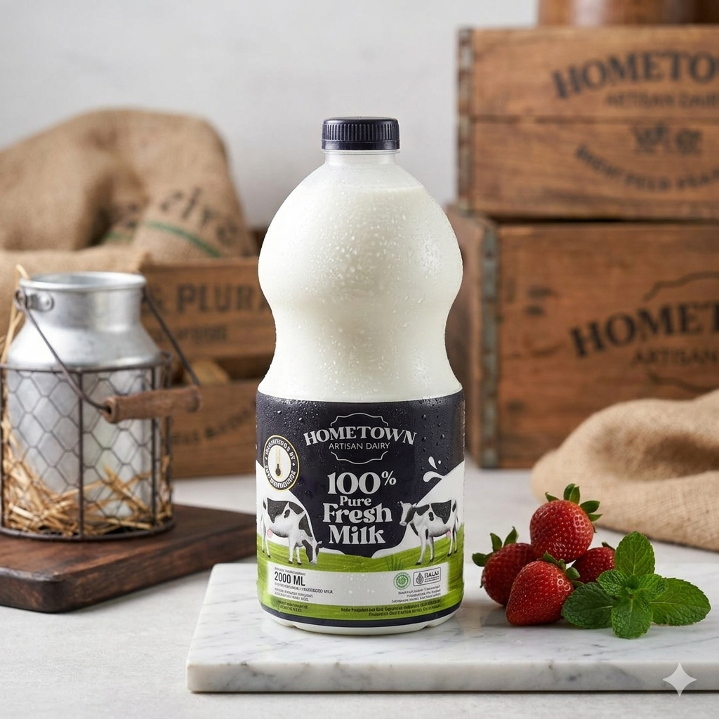 Susu Hometown  2L | Premium Fresh Milk Home Town Susu Sapi Murni Segar