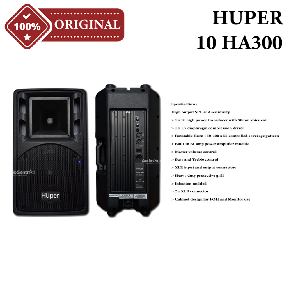 Speaker Aktif 10 Inch HUPER 10HA300 | 10 HA 300 | 10 HA300 Original