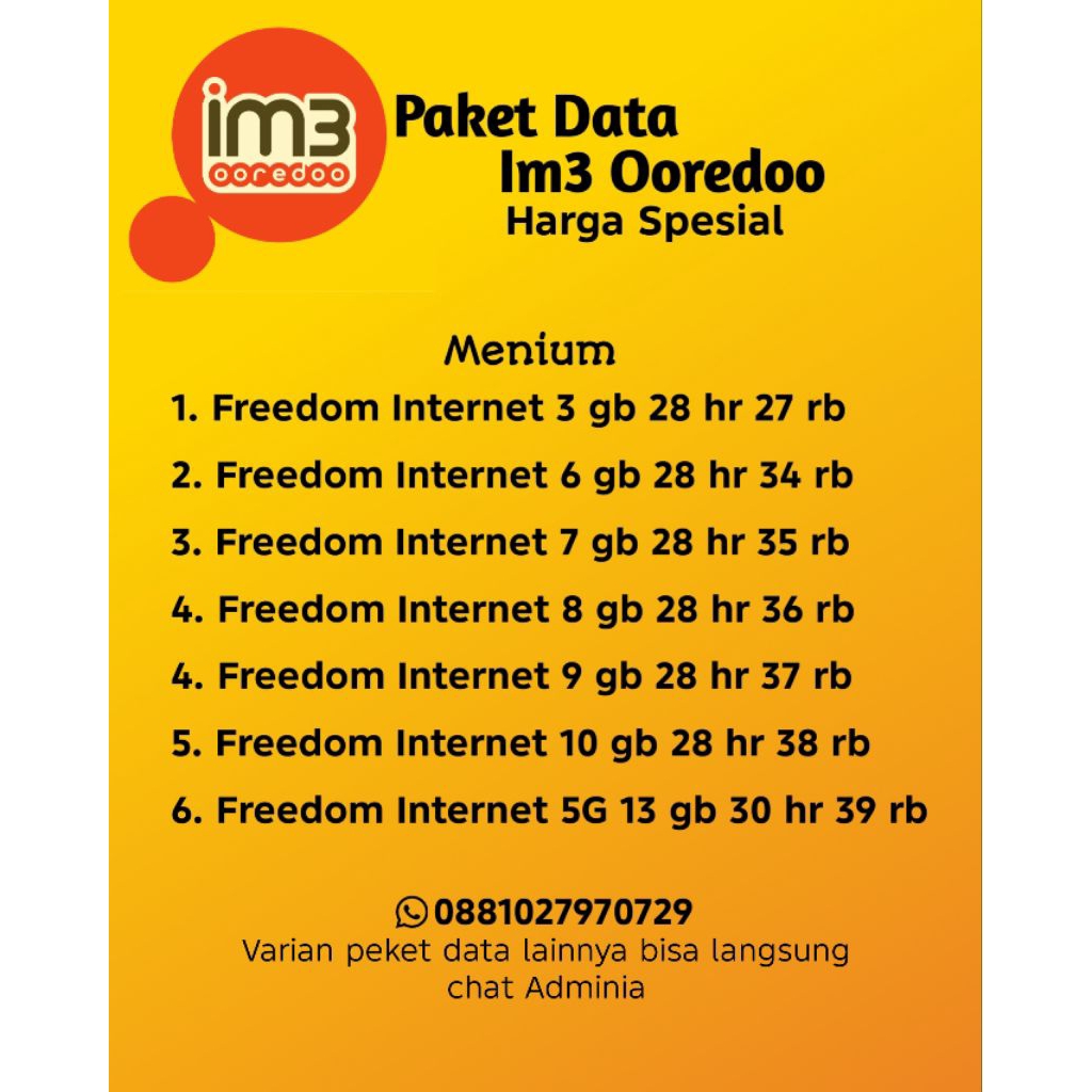 Minium|Paket data freedom Internet 10 gb 28 hari