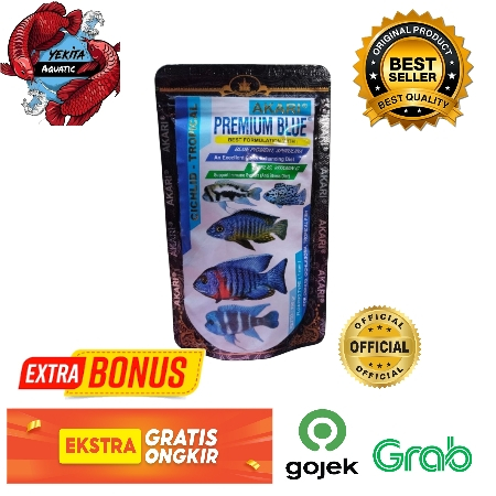 Akari Premium Blue, yellow, red Cichlid Tropical 100GR Louhan Oscar  dll 100 Gram
