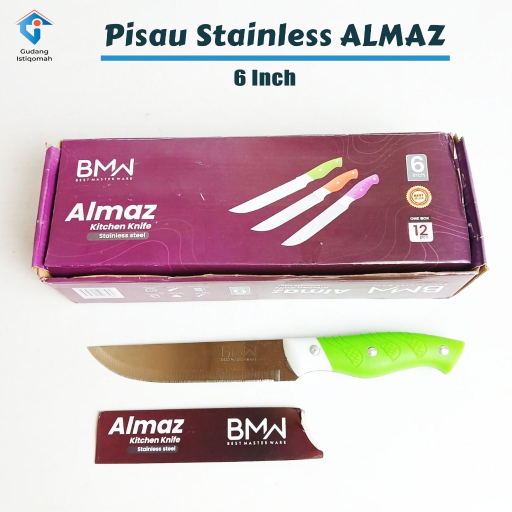 Pisau Stainless Almaz Chef Knife 6 Inch - Tajam, Tahan Karat, Pegangan Nyaman