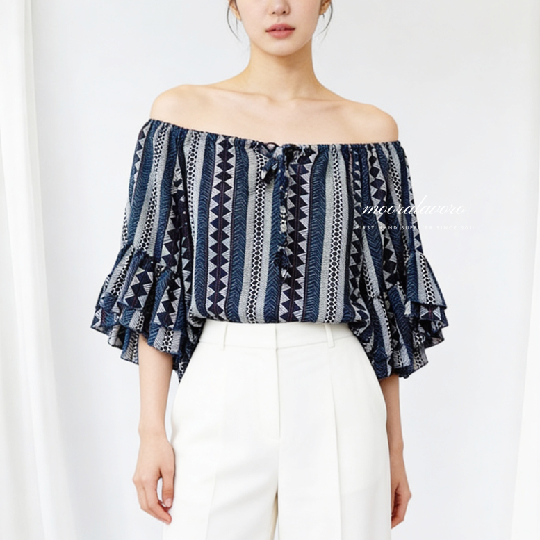 MOSCOW VINTAGE BOHEMIAN RUFFLE BLOUSE KOREAN STYLE READY BANGKOK PREMIUM COLLECTION BKK