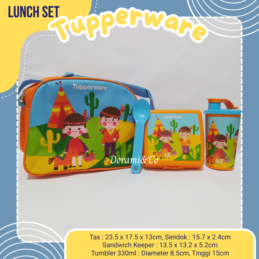TUPPERWARE Junior Bento Set Kids Lunch Box Set Tas Tempat Bekal Anak Kotak Makan Sandwich Keeper Tum