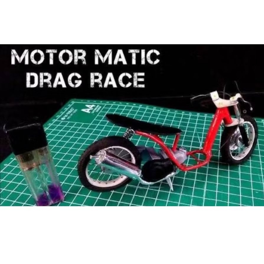 miniatur motor drag model Honda beat karbu ban belakang bisa di gas
