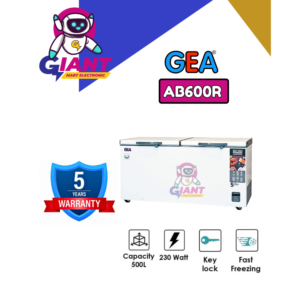 CHEST FREEZER GEA 2 PINTU AB600R / AB-600R / AB-600-R NON LOW VOLT (STANDARD) 500 LITER