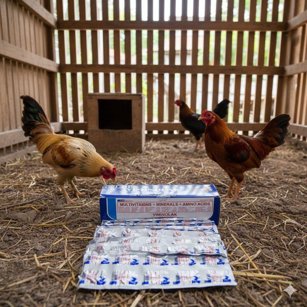 1 box viminolak isi 10 strip suplemen penahan darah ayam aduan