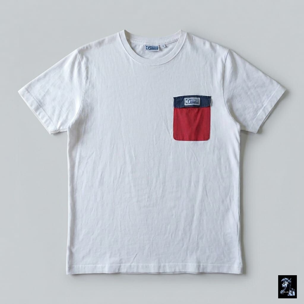 Kaos Pocket - Discus Athletic Atasan Pria Wanita Casual Lengan Pendek T-Shirt Warna putih Bahan Poll