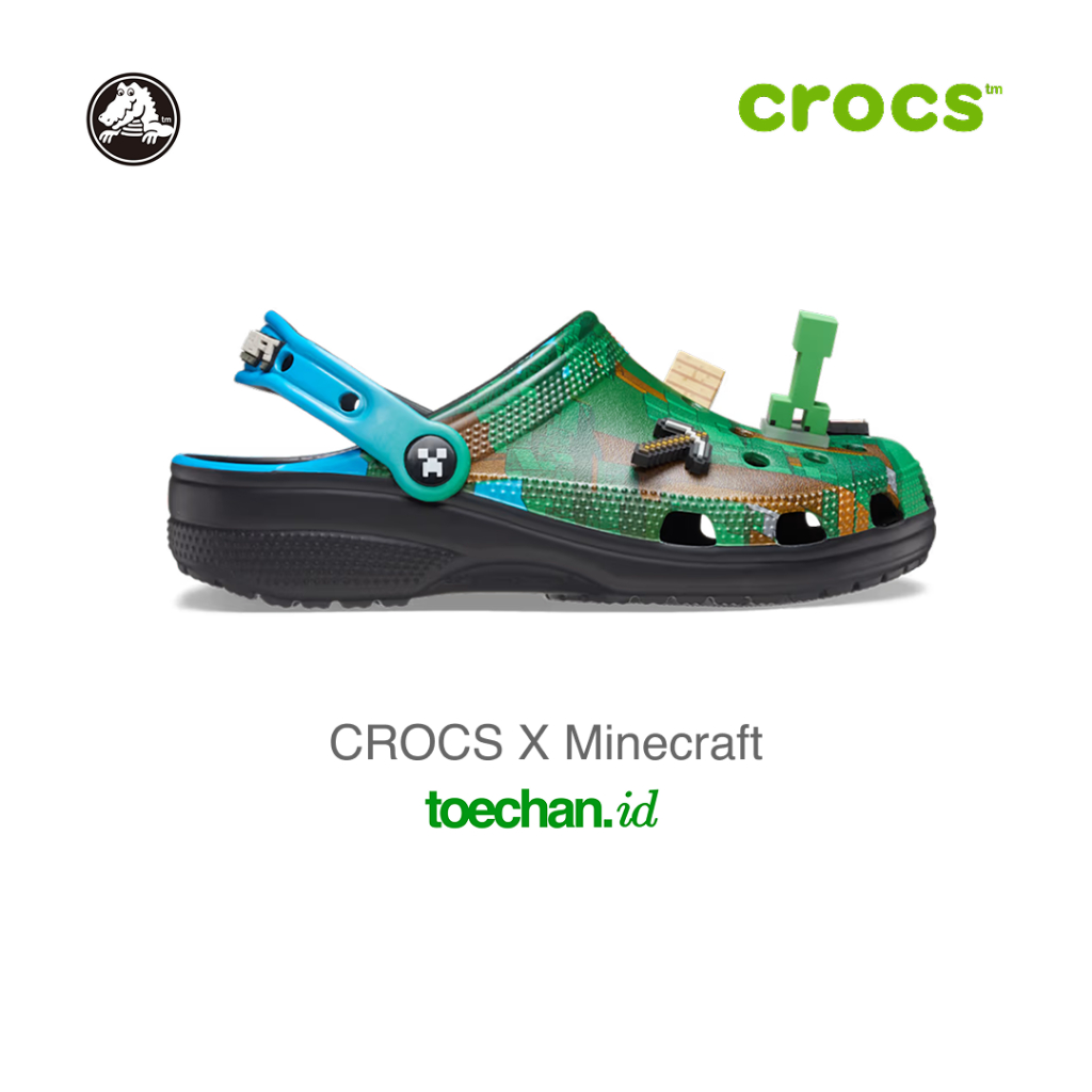 Sandal Crocs X Minecraft Unisex Bahan Adem Nyaman Ukuran 37-44