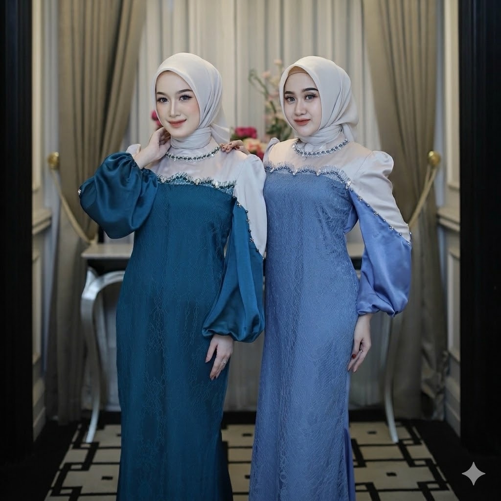 Merida Dress Chantily Polos Kombinasi Brukat Berpayet | Eracloth
