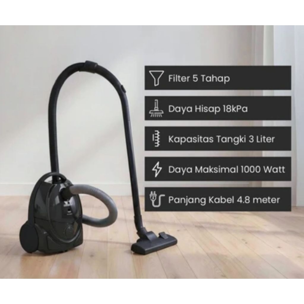 890. Krisbow Penghisap Debu Vacum Cleaner Dry 18 Kpa 1000 Watt - Hitam