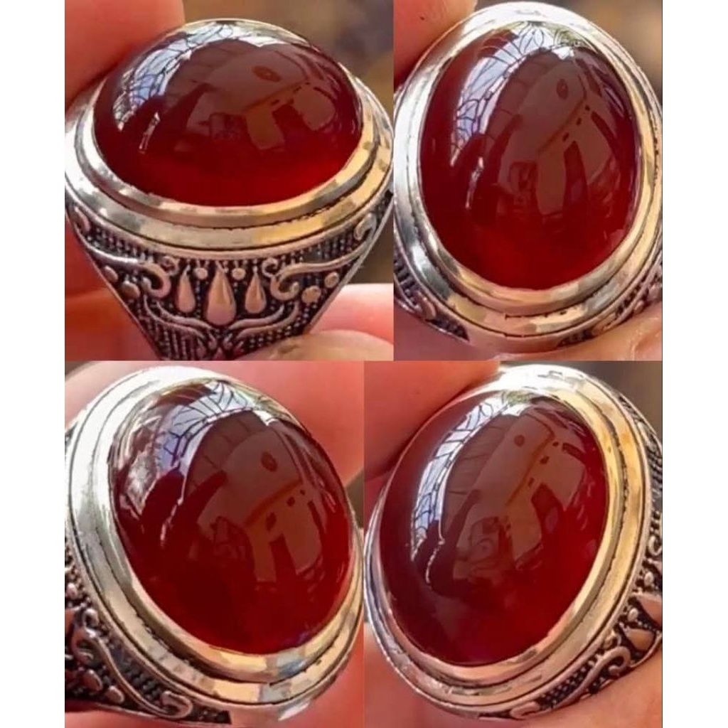 NATURAL CINCIN BATU AKIK YAMAN COKLAT HATI AYAM SOLID FULL DAGING AJIB SUPER