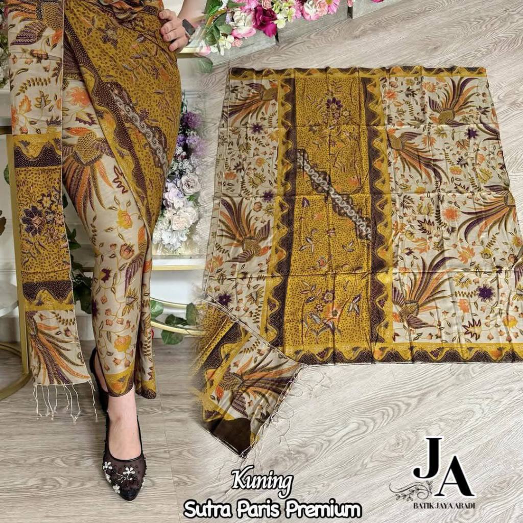 Kamen Bali Set Selendang Batik Sutra Paris Premium