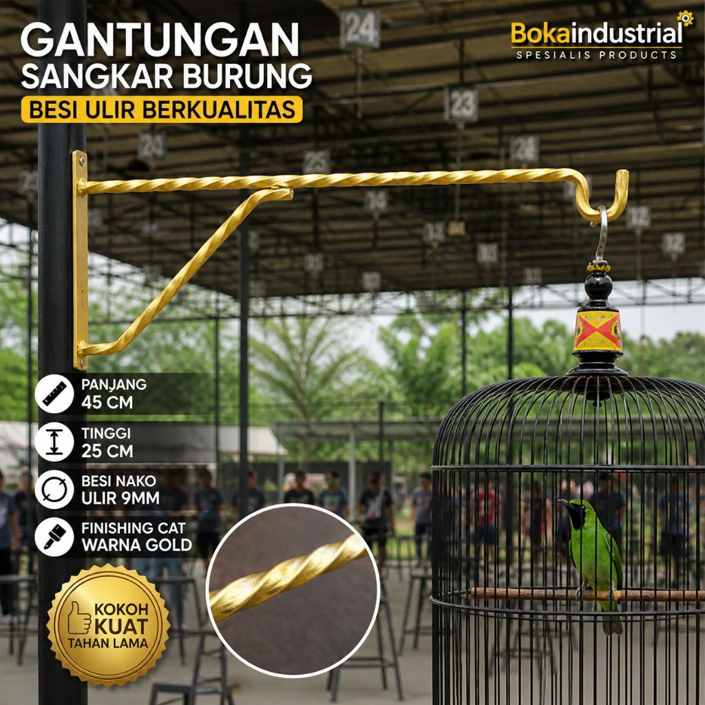 GANTUNGAN SANGKAR BURUNG BESI NAKO ULIR.