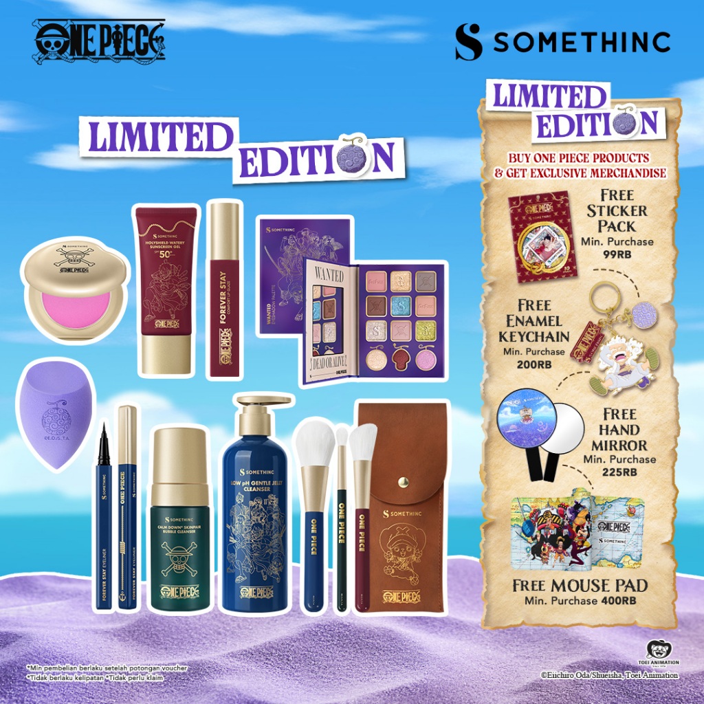 SOMETHINC MAKEUP One Piece Series - Eyeshadow Palette, Waterproof Liquid Eyeliner, Lip Glaze, Powder