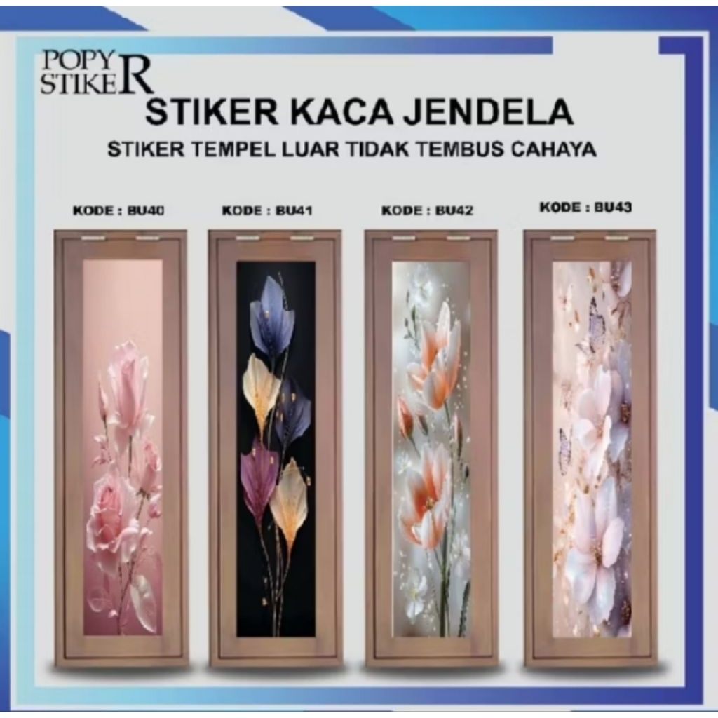 STIKER JENDELA KACA MOTIF BUNGA