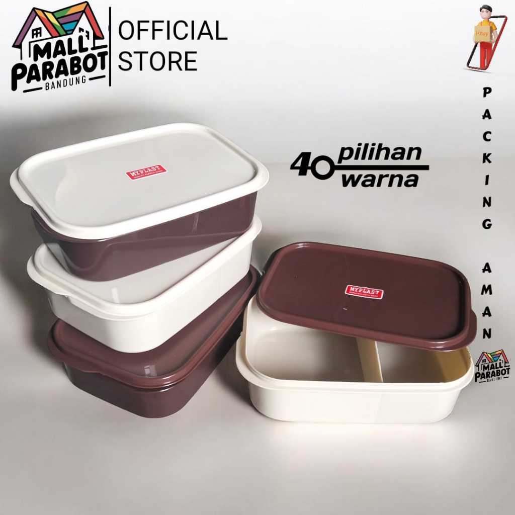 Lunchbox 2 Sekat Kotak Bekal Misting Plastik Coklat Cream