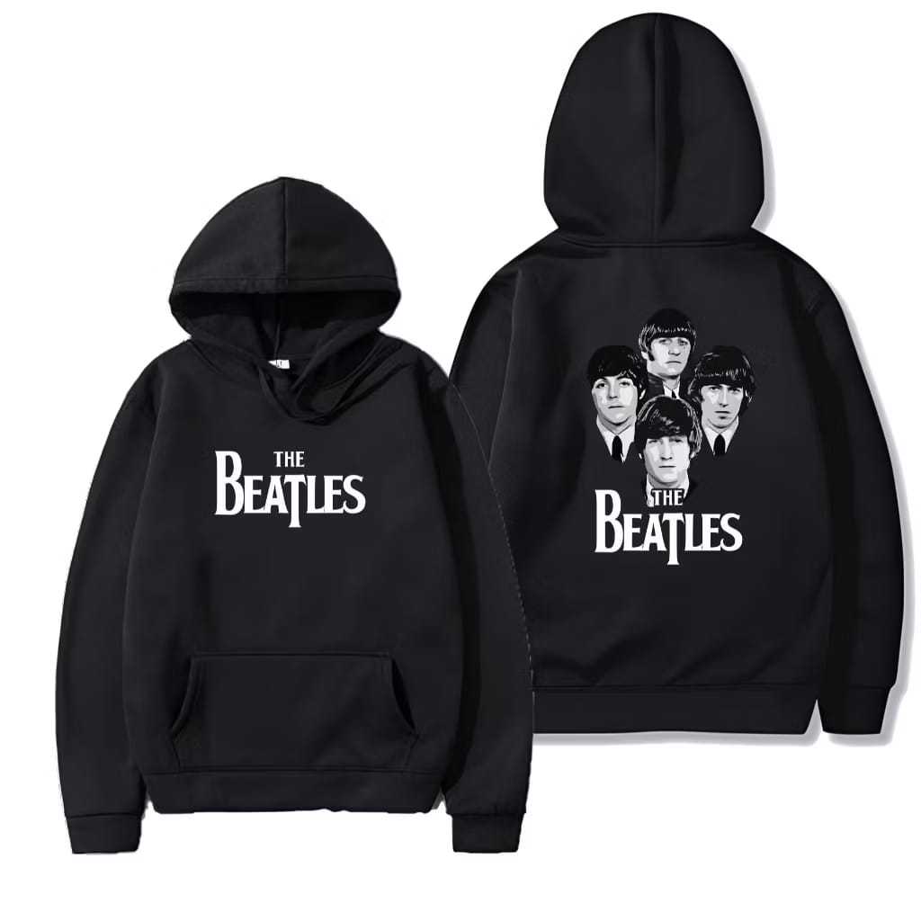 Hoodie THE BEATLES Sweater Pullover Warna Hitam Jaket Unisex Pria Wanita Jumper Fleece Original Dist