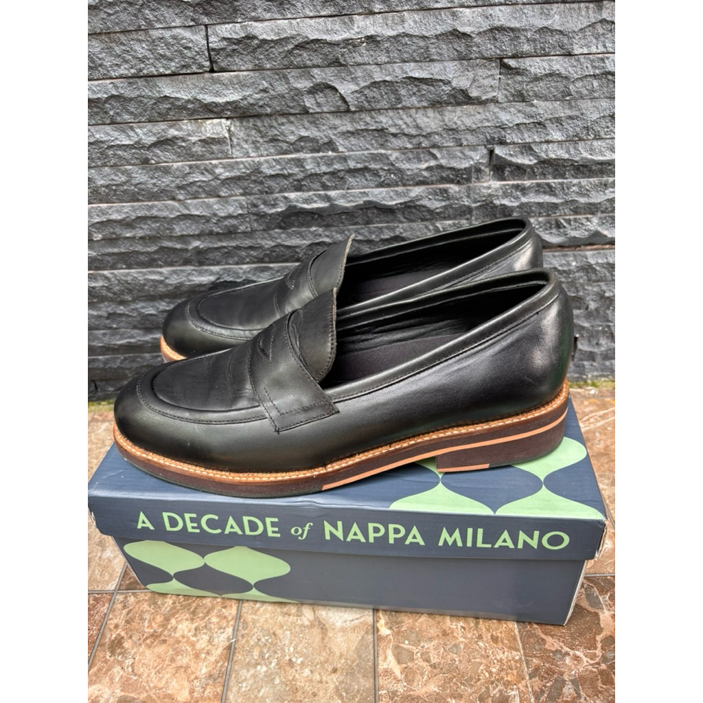 Sepatu Nappa Milano Blake Penny Loafer Pria Black Size 43 [Preloved]