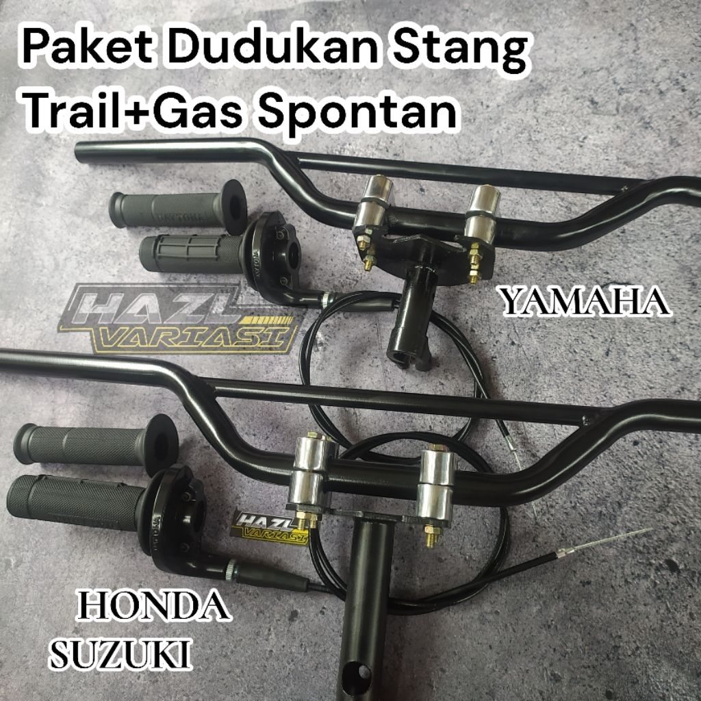 Paket Stang Trail Komplit Bebek Matic Universal 1 Set Spontan(Trail,Doff 4mm,Raiser,Spontan)