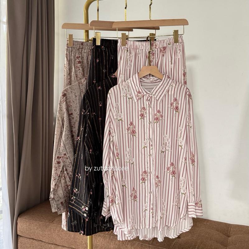 One set rayon premium | Rayon twill | Setelan rok rayon | Satu set polkadot