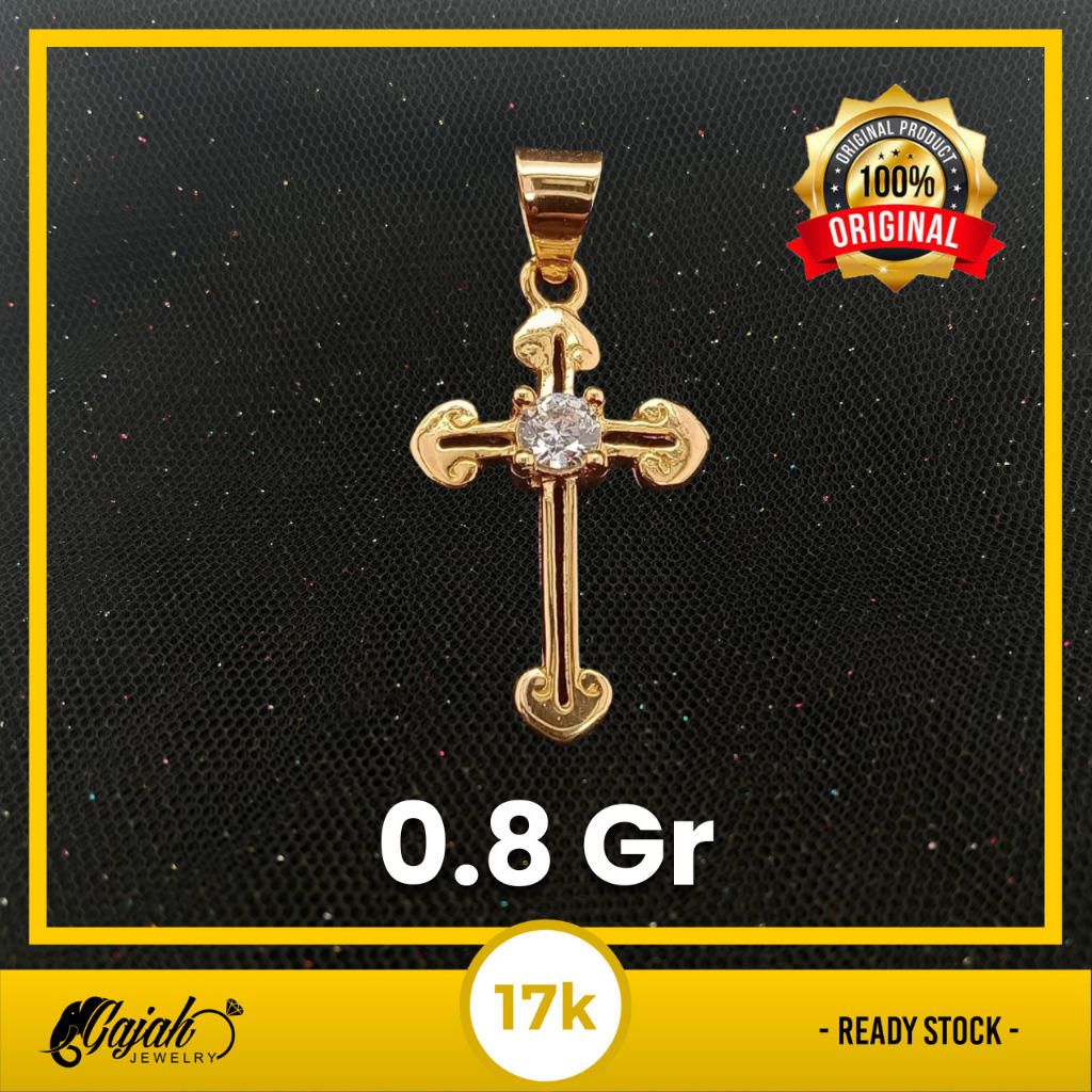 Liontin Emas 17K - Liontin Salib 0.8 Gram 3306