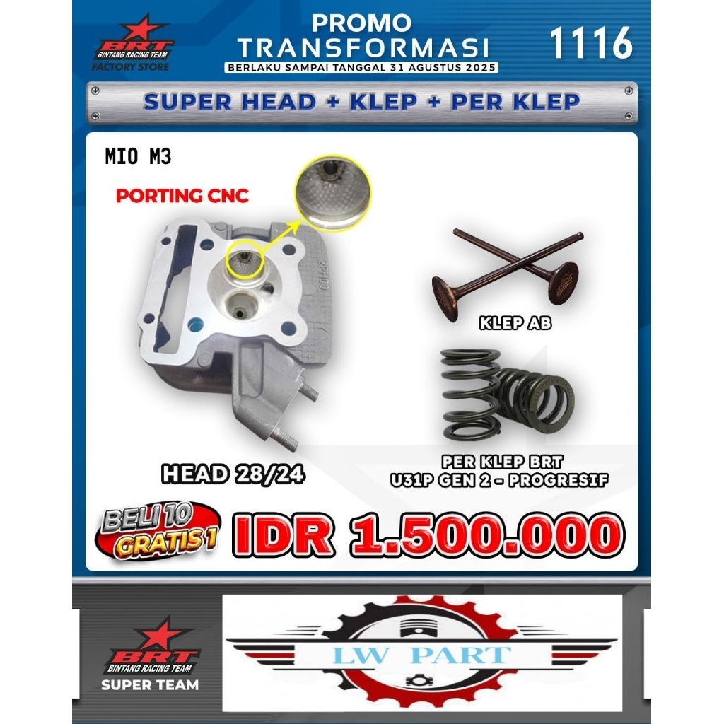 HEAD MIO M3 - BRT - PORTING CNC 28/24 + KLEP + PER KLEP