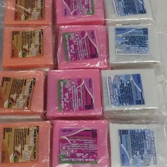 COD 1lusin/12Pcs Sabun Susu Collagen 18gr & 28gr versi tipis & sedang pemutih badan dan wajah BPOM